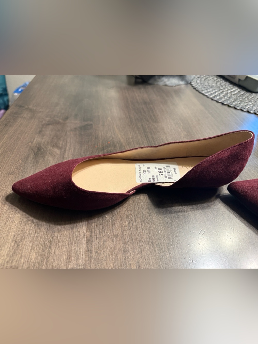 Nine West Women's Burgundy Pointed D'Orsay Flats - Picture 3 of 3